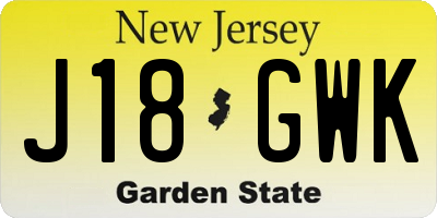 NJ license plate J18GWK