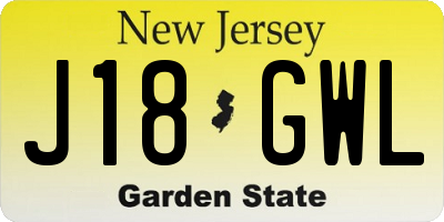 NJ license plate J18GWL