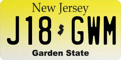 NJ license plate J18GWM