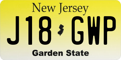 NJ license plate J18GWP