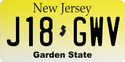 NJ license plate J18GWV