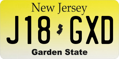 NJ license plate J18GXD
