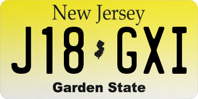 NJ license plate J18GXI