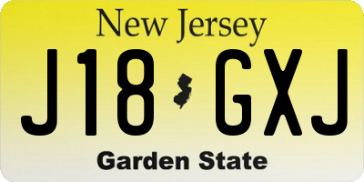 NJ license plate J18GXJ