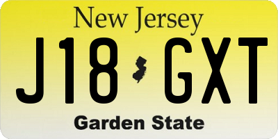 NJ license plate J18GXT