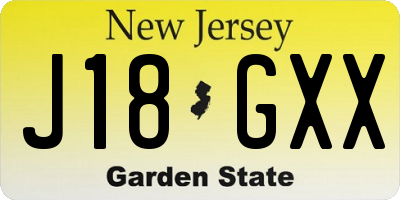 NJ license plate J18GXX