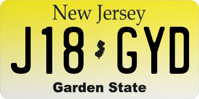 NJ license plate J18GYD