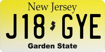 NJ license plate J18GYE
