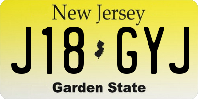 NJ license plate J18GYJ