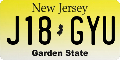NJ license plate J18GYU