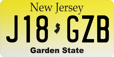 NJ license plate J18GZB