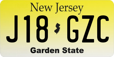 NJ license plate J18GZC