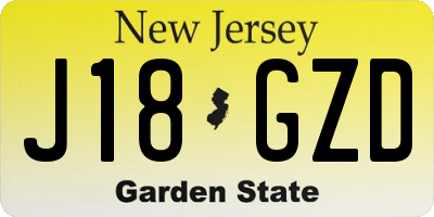 NJ license plate J18GZD