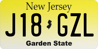 NJ license plate J18GZL