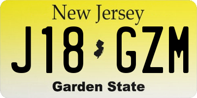 NJ license plate J18GZM