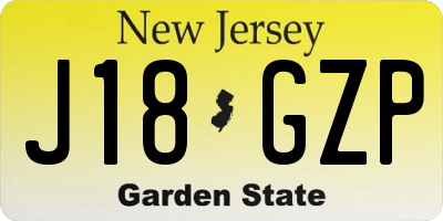 NJ license plate J18GZP