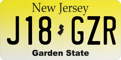 NJ license plate J18GZR