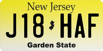 NJ license plate J18HAF