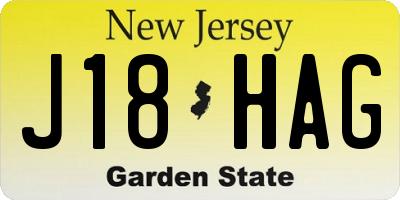 NJ license plate J18HAG