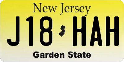 NJ license plate J18HAH