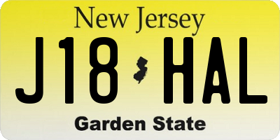 NJ license plate J18HAL