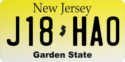 NJ license plate J18HAO