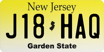 NJ license plate J18HAQ