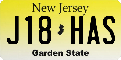 NJ license plate J18HAS