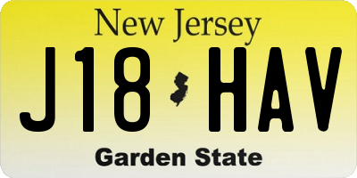 NJ license plate J18HAV