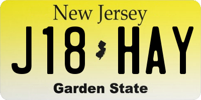 NJ license plate J18HAY