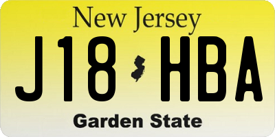 NJ license plate J18HBA