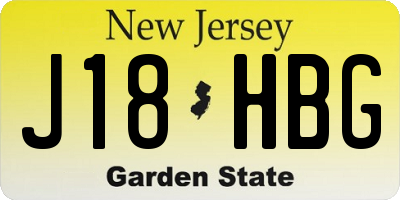 NJ license plate J18HBG