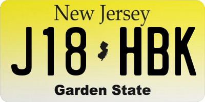 NJ license plate J18HBK