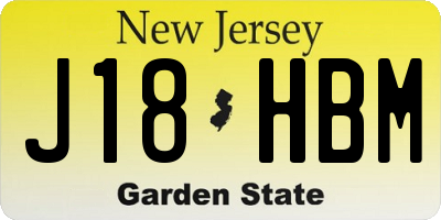 NJ license plate J18HBM