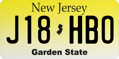 NJ license plate J18HBO
