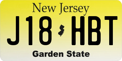 NJ license plate J18HBT