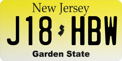 NJ license plate J18HBW