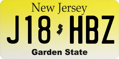 NJ license plate J18HBZ