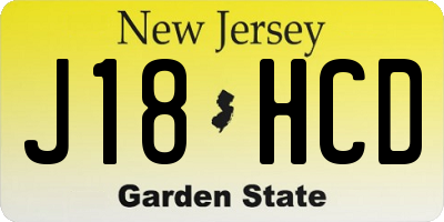 NJ license plate J18HCD