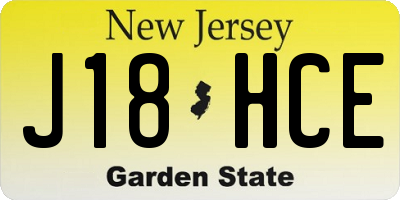 NJ license plate J18HCE