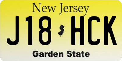 NJ license plate J18HCK