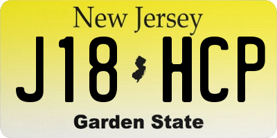 NJ license plate J18HCP