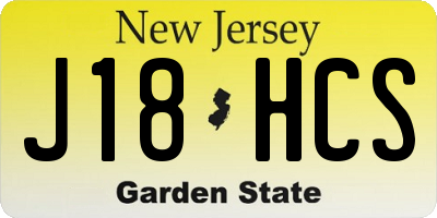 NJ license plate J18HCS