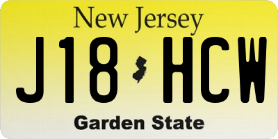 NJ license plate J18HCW