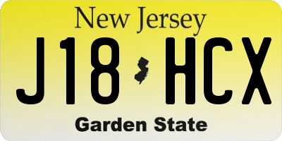 NJ license plate J18HCX