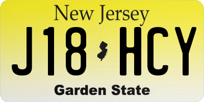 NJ license plate J18HCY