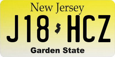 NJ license plate J18HCZ