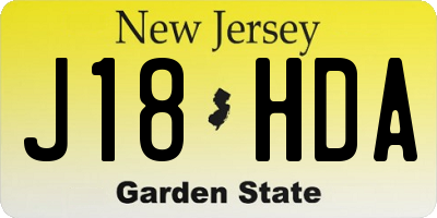 NJ license plate J18HDA