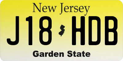 NJ license plate J18HDB