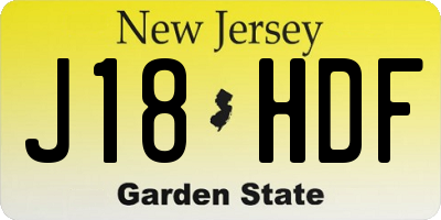 NJ license plate J18HDF